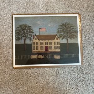 5064-PTT N Schneeman Folk Art Vtg Farm House Signed 1993 Unframed Unopened New